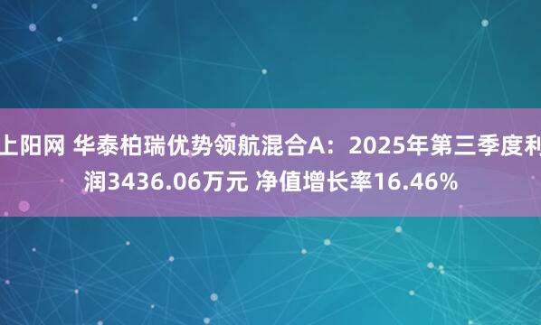 上阳网 华泰柏瑞优势领航混合A：2025年第三季度利润3436.06万元 净值增长率16.46%